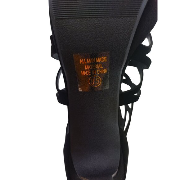 Black Strappy High Heel Platform Sandals With Zipper Back Closure Women’s (8.5) - Picture 3 of 8